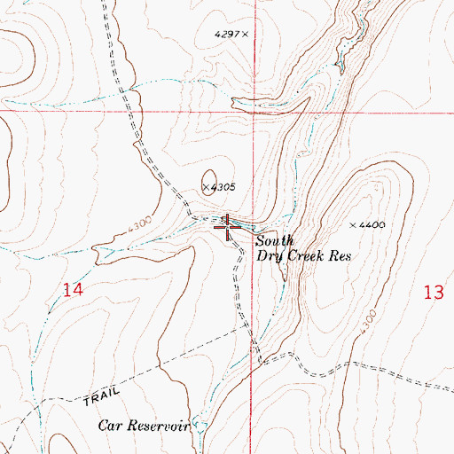 Topographic Map of South Dry Creek Reservoir, OR