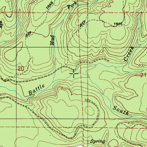 Topographic Map of South Fork Battle Creek, OR