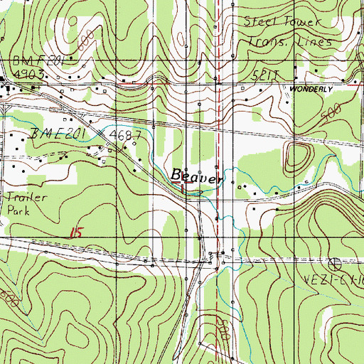 Topographic Map of South Fork Beaver Creek, OR