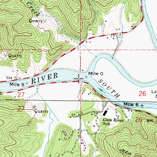 Topographic Map of South Fork Coos River, OR