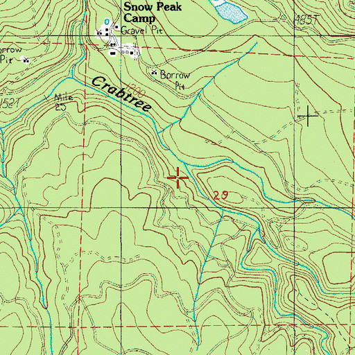 Topographic Map of South Fork Crabtree Creek, OR