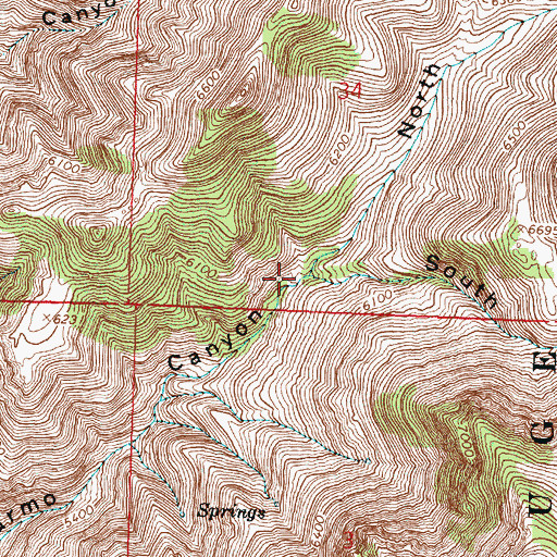Topographic Map of South Fork DeGarmo Canyon, OR