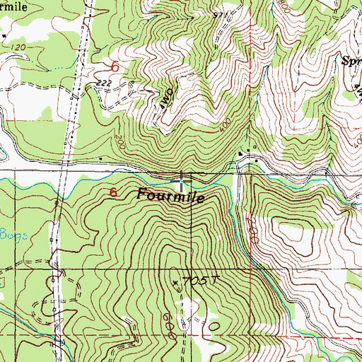 Topographic Map of South Fork Fourmile Creek, OR