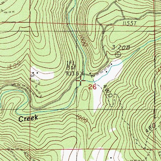 Topographic Map of South Fork Gate Creek, OR