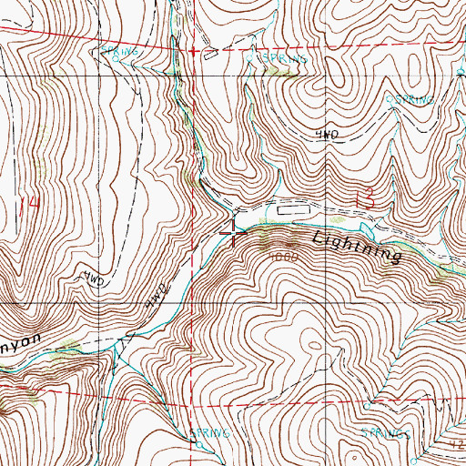 Topographic Map of South Fork Lightning Creek, OR