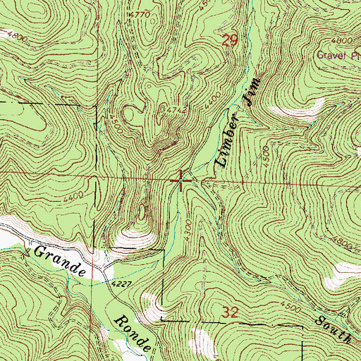 Topographic Map of South Fork Limber Jim Creek, OR