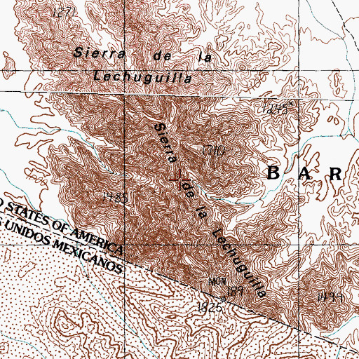 Topographic Map of Sierra de la Lechuguilla, AZ