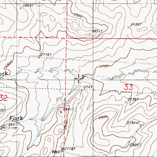 Topographic Map of South Fork Little Willow Creek, OR