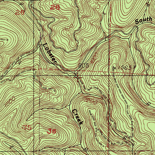Topographic Map of South Fork Lobster Creek, OR