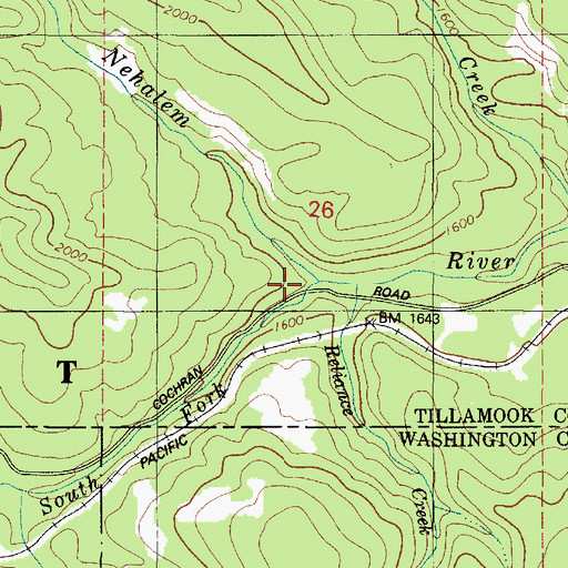 Topographic Map of South Fork Nehalem River, OR