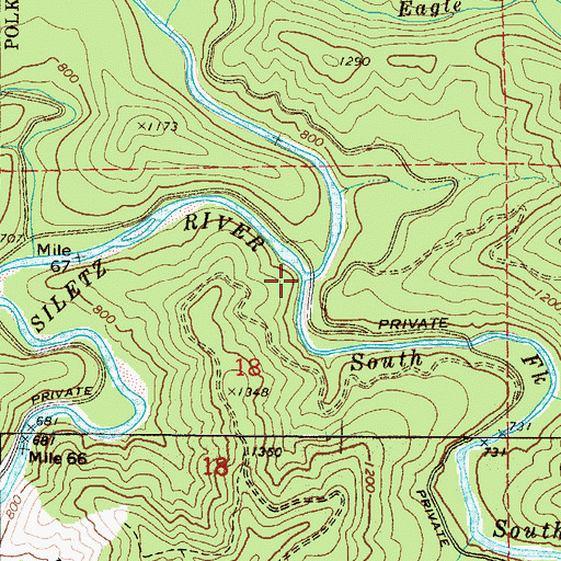 Topographic Map of South Fork Siletz River, OR