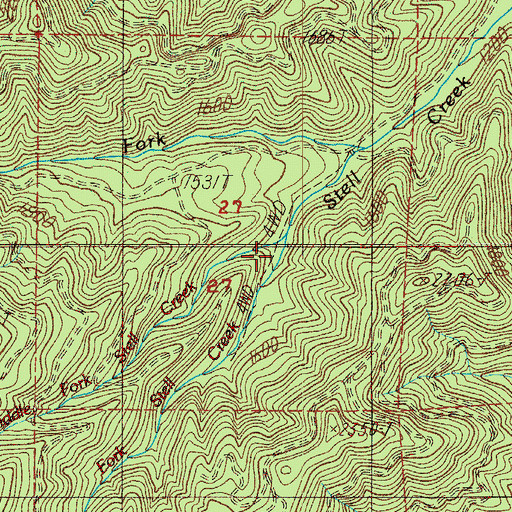 Topographic Map of South Fork Stell Creek, OR