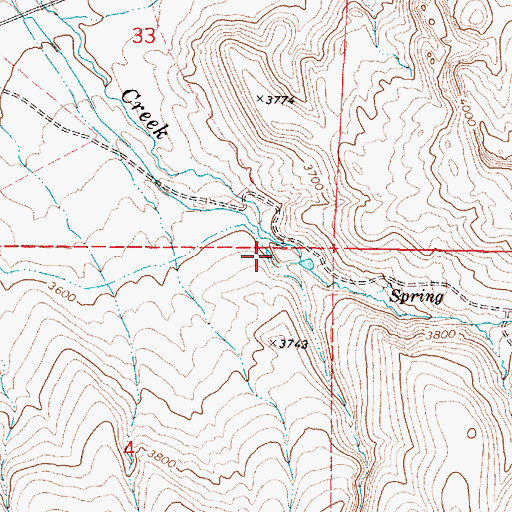 Topographic Map of South Fork Visher Creek, OR