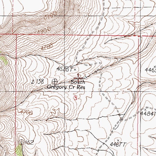 Topographic Map of South Gregory Creek Reservoir, OR