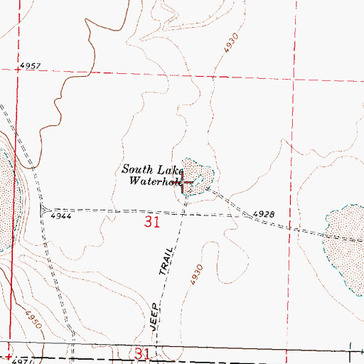 Topographic Map of South Lake Waterhole, OR
