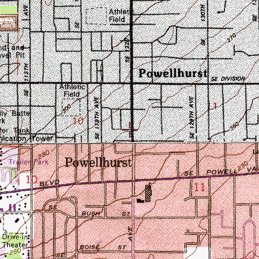 Topographic Map of South Powellhurst School (historical), OR