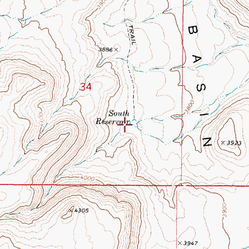 Topographic Map of South Reservoir, OR