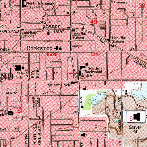 Topographic Map of Portland Lutheran School, OR