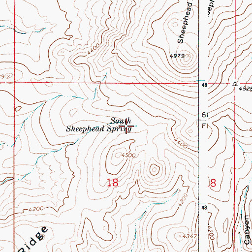 Topographic Map of South Sheephead Spring, OR