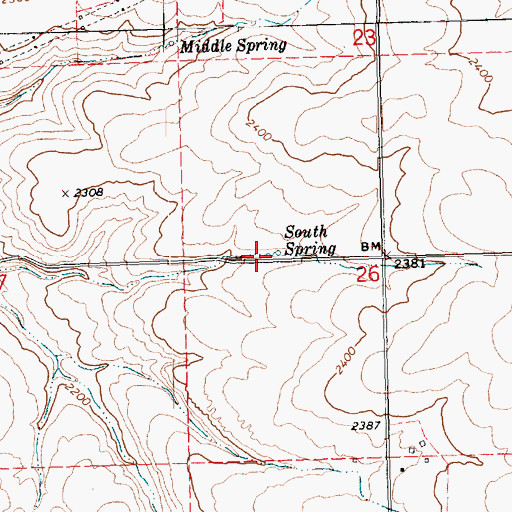 Topographic Map of South Spring, OR