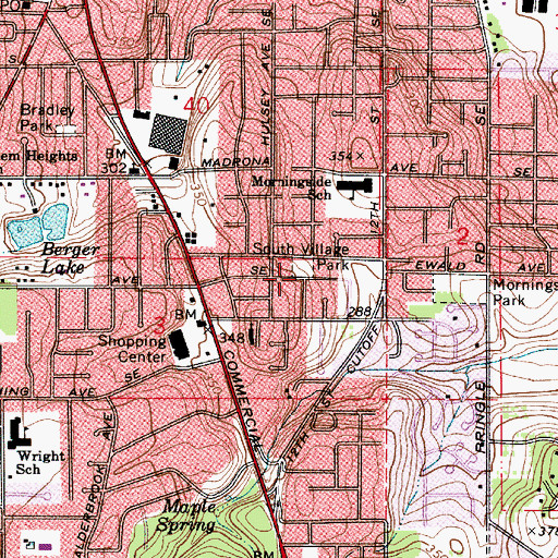 Topographic Map of South Village City Park, OR