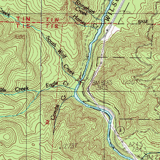 Topographic Map of South Wolf Creek, OR