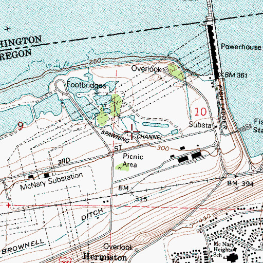 Topographic Map of Spawning Channel, OR