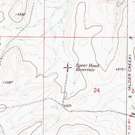Topographic Map of Spear Head Reservoir, OR