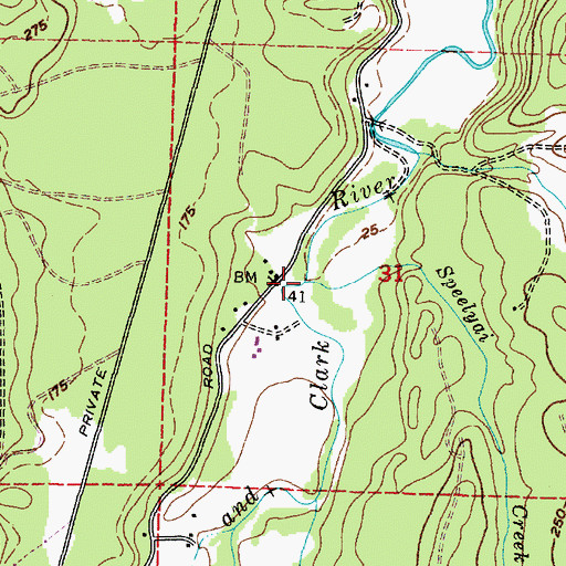 Topographic Map of Speelyai Creek, OR