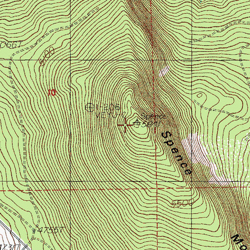 Topographic Map of Spence Mountain, OR