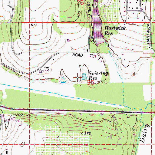 Topographic Map of Spiering Reservoir, OR