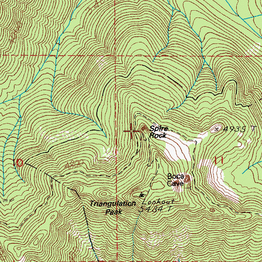 Topographic Map of Spire Rock, OR