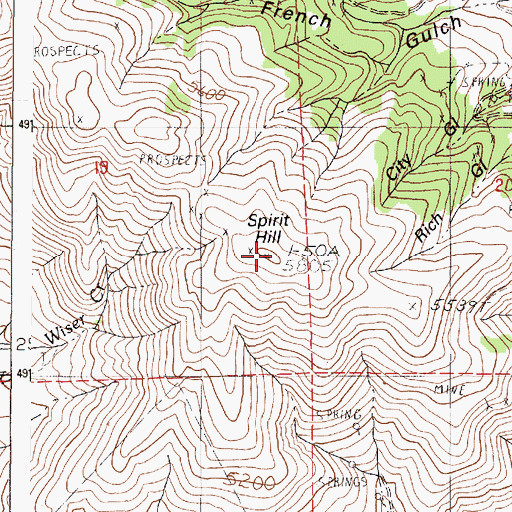 Topographic Map of Spirit Hill, OR