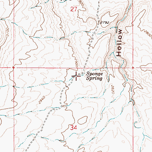 Topographic Map of Sponge Spring, OR