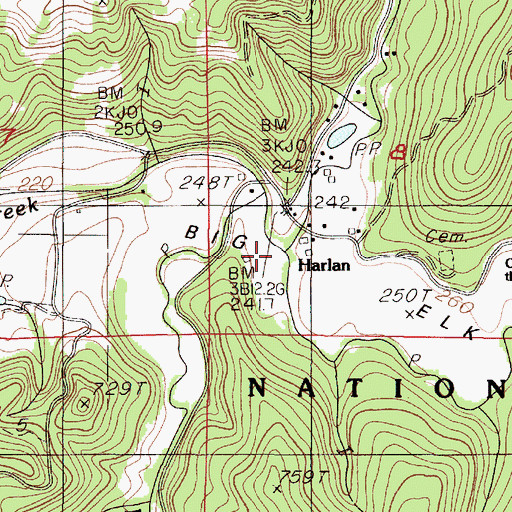 Topographic Map of Spout Creek, OR