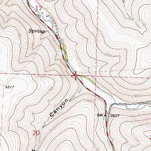 Topographic Map of Spring Canyon, OR