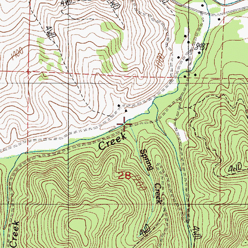 Topographic Map of Spring Creek, OR