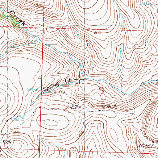 Topographic Map of Spring Creek, OR