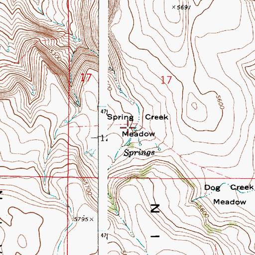 Topographic Map of Spring Creek Meadow, OR