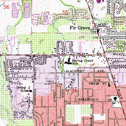 Topographic Map of Spring Creek Elementary School, OR