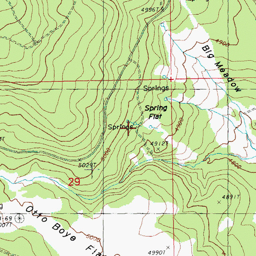 Topographic Map of Spring Flat, OR