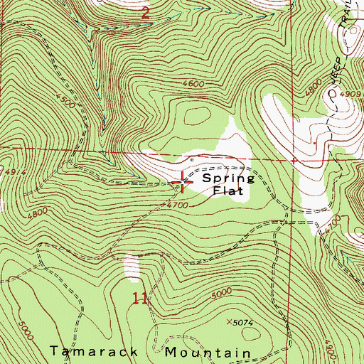 Topographic Map of Spring Flat, OR