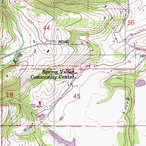 Topographic Map of Spring Valley Community Center, OR