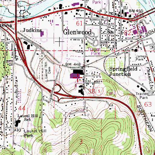 Topographic Map of Springfield Junction, OR