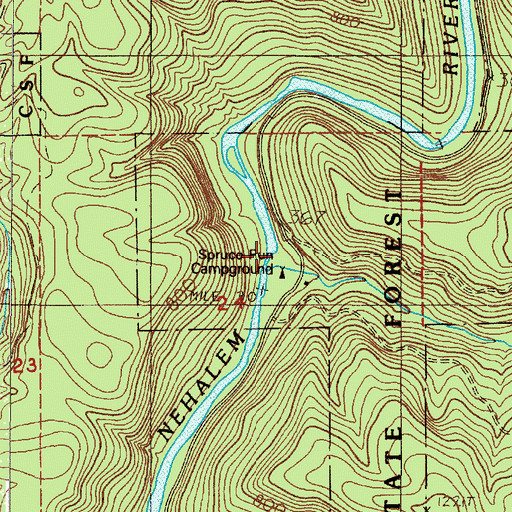 Topographic Map of Spruce Run Creek, OR