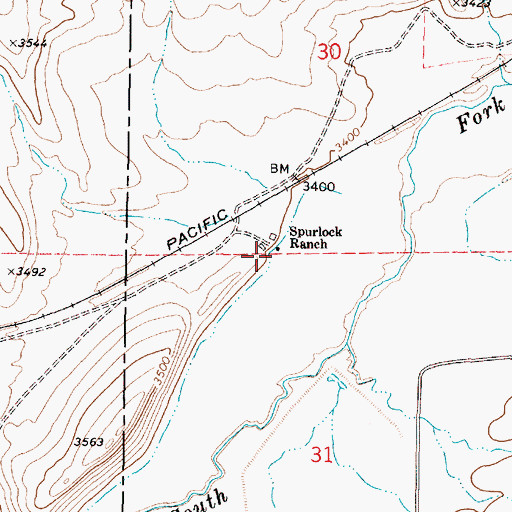 Topographic Map of Spurlock Ranch, OR