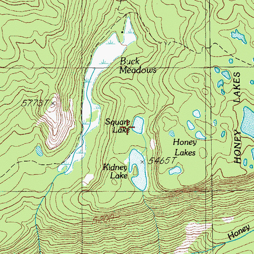 Topographic Map of Square Lake, OR