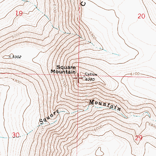 Topographic Map of Square Mountain, OR