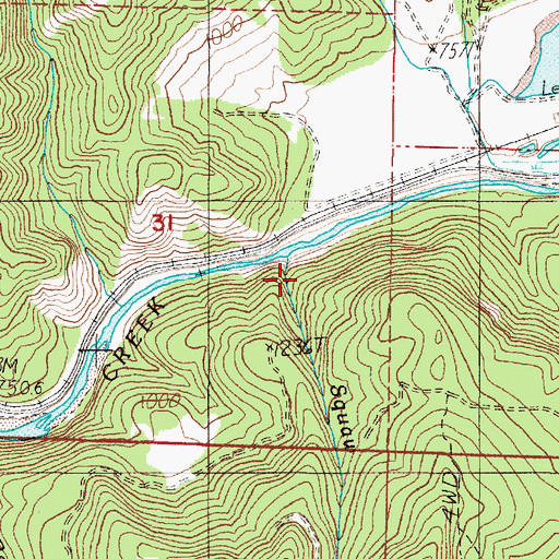 Topographic Map of Squaw Creek, OR
