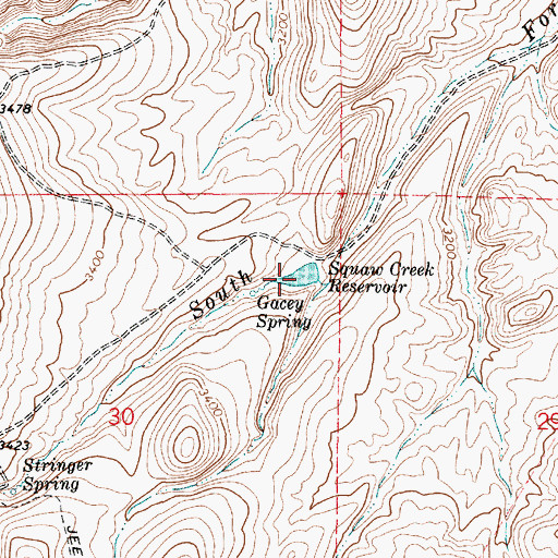 Topographic Map of Squaw Creek Reservoir, OR